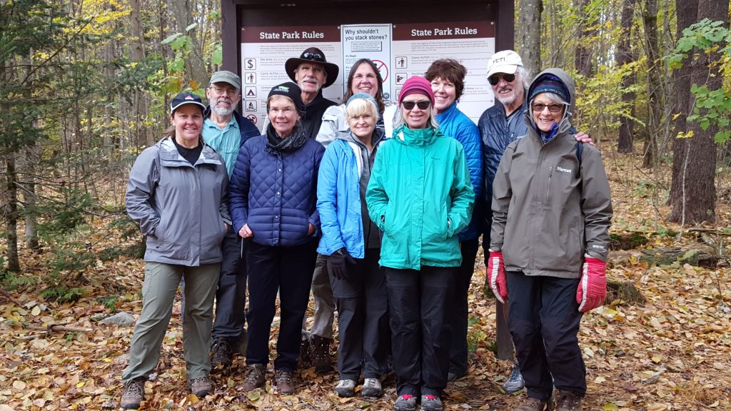Monadnock-018-2018-10-25 Group at Dublin Trailhead after finishing hike!